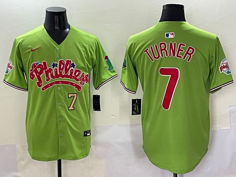 Men Philadelphia Phillies #7 Turner Green Five generations Joint Name 2025 Nike MLB Jersey style 4